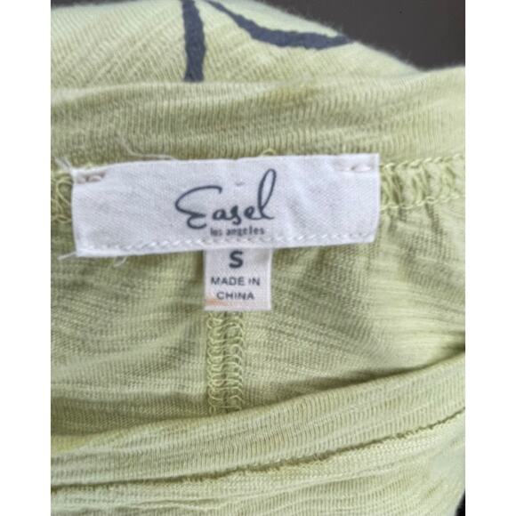 Easel Los Angeles 100% Cotton Cactus Graphic Tee Sz S Chartreuse Boxy Fit EUC - Picture 2 of 8